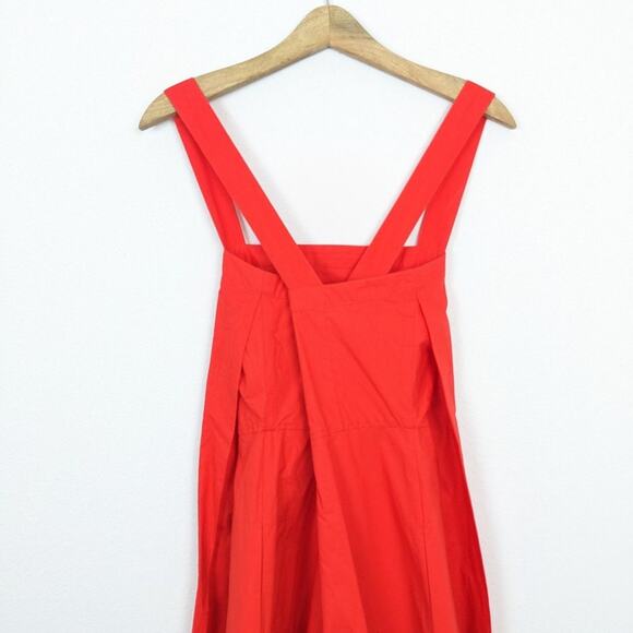 Proenza Schouler White Label Red Orange The Poplin Apron Dress Size 0 - Picture 5 of 9